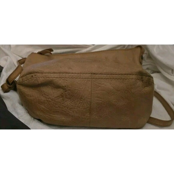 American Leather Co Austin Cafe Latte Tooled Embossed Tan Leather‎  Bag - Picture 6 of 13